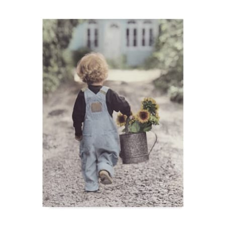 Gail Goodwin 'Boy With Sunflowers' Canvas Art,14x19